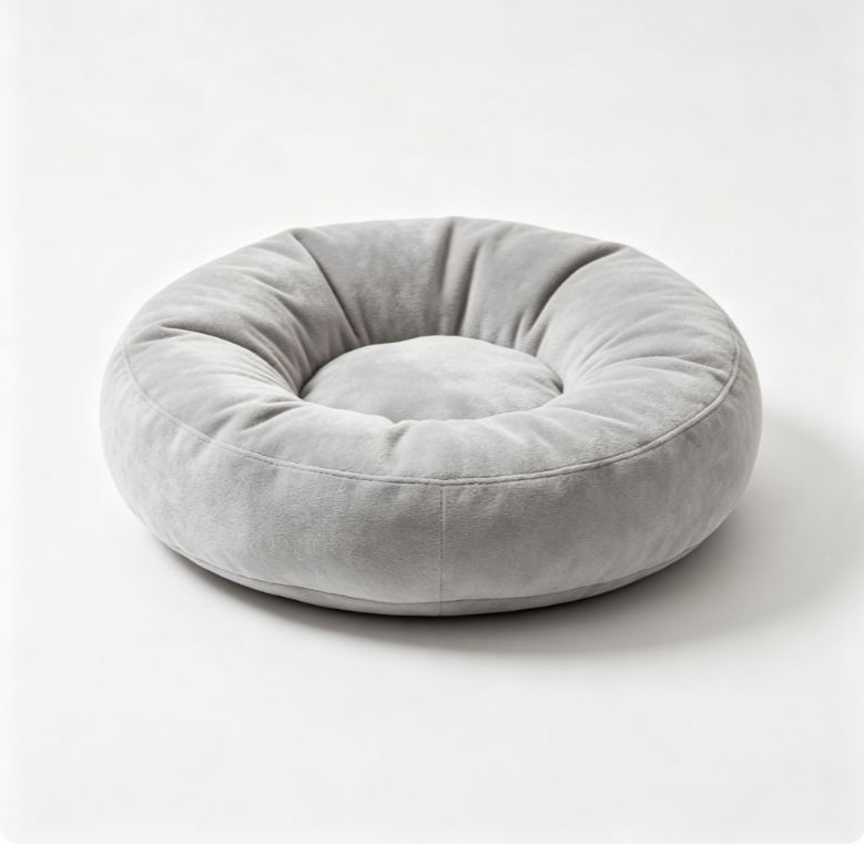 HalliePet Donut Haustierbett Hellgrau | Waschbar für kleine Hunde Katzen 50cm